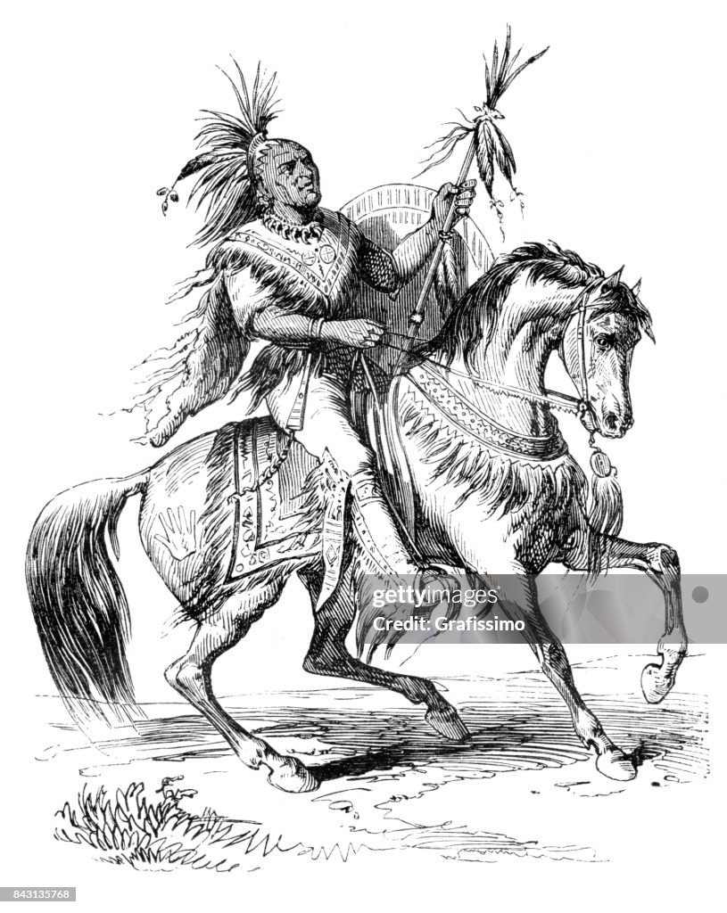 Native american chief riding horse 1863