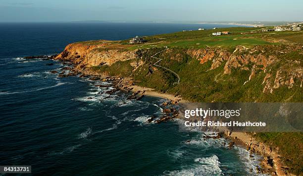 An ariel view of the 18th at the Pinnacle Point Golf Course at Pinnacle Point Beach and Golf Resort on January 14, 2009 in Mossel Bay, South Africa.