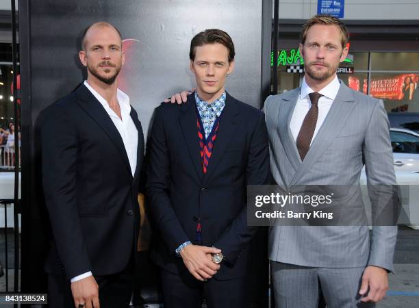 Actors/brothers Gustaf Skarsgard, Bill Skarsgard and Alexander Skarsgard attend the premiere of Warner Bros. Pictures and New Line Cinemas' 'It' at...
