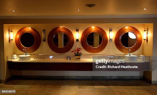 View inside of the changing rooms at the Pinnacle Point Golf Course at Pinnacle Point Beach and Golf Resort on January 13, 2009 in Mossel Bay, South...