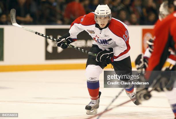 Landon Ferraro of Team Cherry skates in the 2009 Home Hardware CHL/NHL Top Prospects Game against Team Orr on Wednesday January 14, 2009 at the...