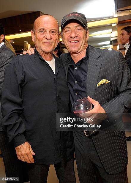 Actor Joe Pesci and Alec Gores attend the opening of Arcade boutique, featuring an appearance by designer Alexis Mabille, on October 23, 2008 in Los...
