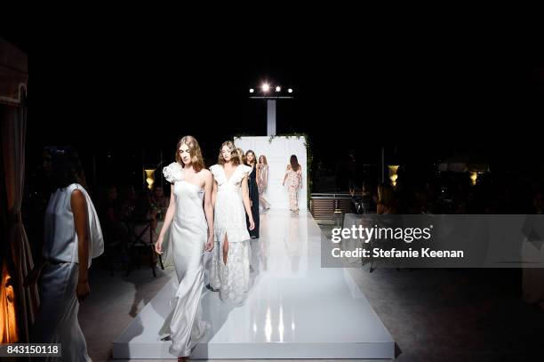 Models walk on runway at Rachel Zoe SS18 Presentation at Sunset Tower Hotel on September 5, 2017 in West Hollywood, California.