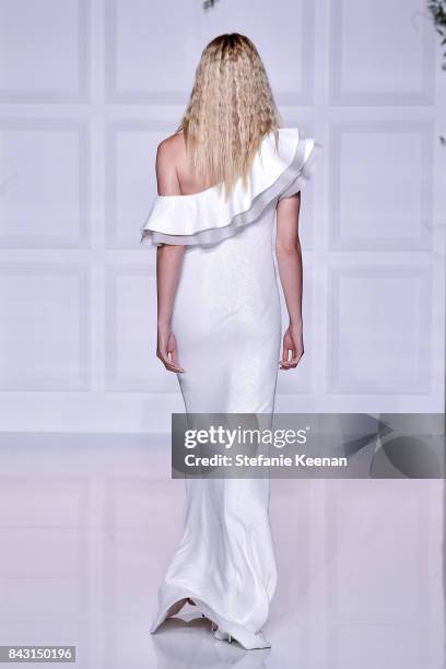 Model walks on runway at Rachel Zoe SS18 Presentation at Sunset Tower Hotel on September 5, 2017 in West Hollywood, California.