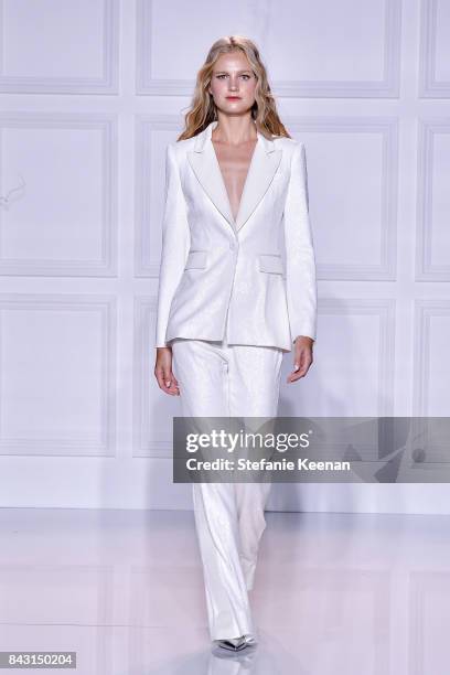 Model walks on runway at Rachel Zoe SS18 Presentation at Sunset Tower Hotel on September 5, 2017 in West Hollywood, California.