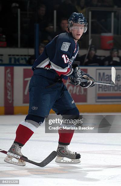 Mitch Fadden of the Tri-City Americans skates against the Kelowna Rockets on January 14, 2009 at Prospera Place in Kelowna, Canada. Fadden is a 2007...