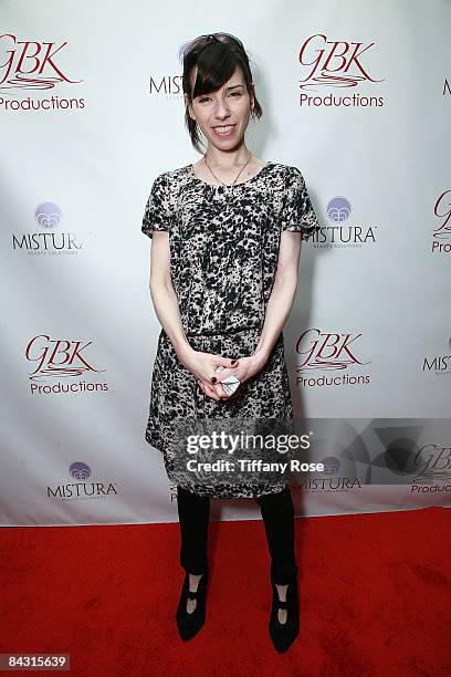 Actress Sally Hawkins poses at the Golden Globe Gift Suite Presented by GBK Productions on January 9, 2009 in Beverly Hills, California.