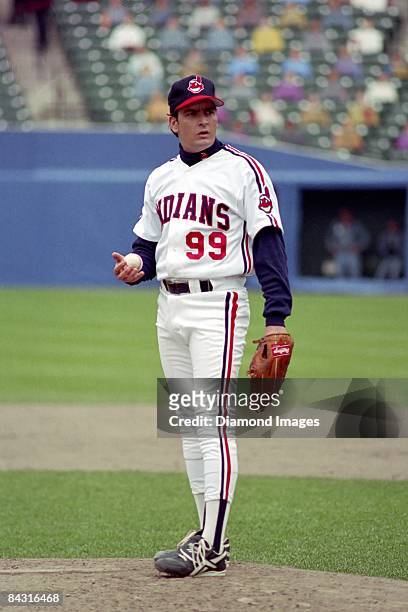 Actor Charlie Sheen as pitcher Rick "Wild Thing" Vaughn of the Clevland Indians rests in between takes during the filming of the motion picture...