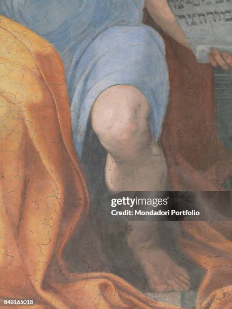 Italy, Lazio, Rome, Basilica di Sant'Agostino in Campo Marzio. Detail. The prophet Isaiah's muscular leg sticking out from the tunic.