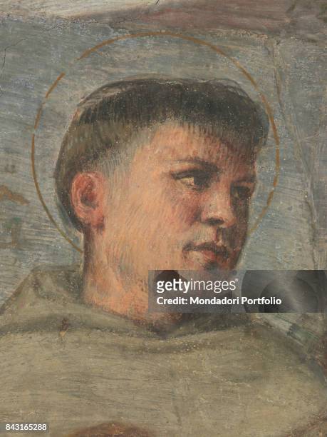 Italy, Veneto, Padua, Scuola del Santo. Detail. A friar looking at the miracle of the newborn child who speaks to clear his mother's name from the...