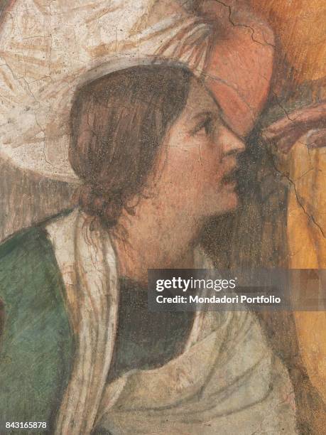 Italy, Veneto, Padua, Scuola del Santo. Detail. A woman looking at Saint Anthony of Padua doing the miracle of healed foot.