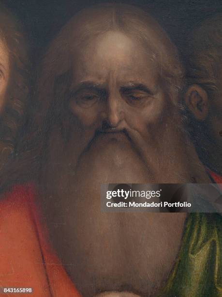 Italy, Veneto, Venice, Gallerie dell'Accademia. Detail. An apostle watching Jesus Christ washing Saint Peter's feet.