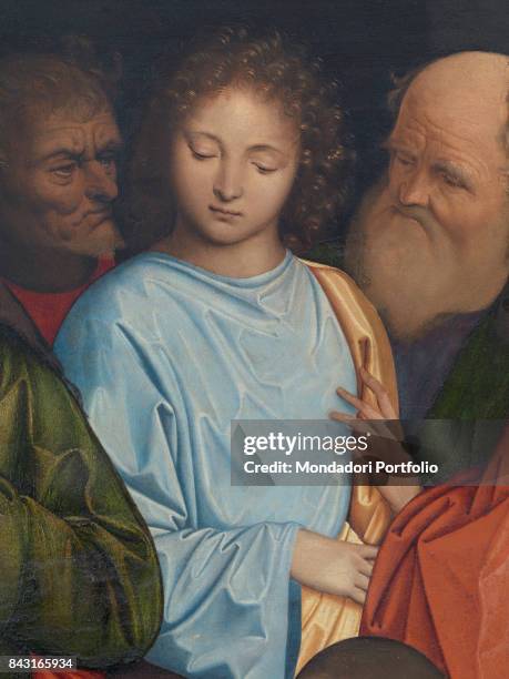 Italy, Veneto, Venice, Gallerie dell'Accademia. Detail. The apostles watching Jesus Christ washing Saint Peter's feet.