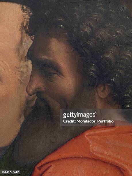 Italy, Veneto, Venice, Gallerie dell'Accademia. Detail. An apostle watching Jesus Christ washing Saint Peter's feet.