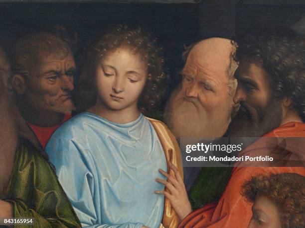 Italy, Veneto, Venice, Gallerie dell'Accademia. Detail. The apostles watching Jesus Christ washing Saint Peter's feet.