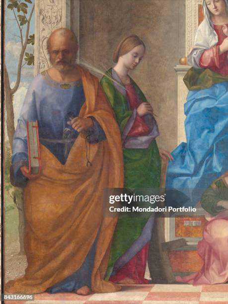 Italy, Veneto, Venice, San Zaccaria Church. Detail. Saint Peter and Saint Catherine of Alexandria.