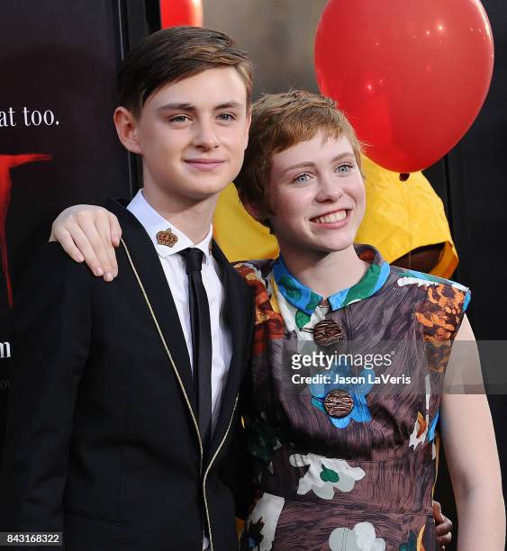 Actor Jaeden Lieberher and actress Sophia Lillis attends the premiere of "It" at TCL Chinese Theatre on September 5, 2017 in Hollywood, California.