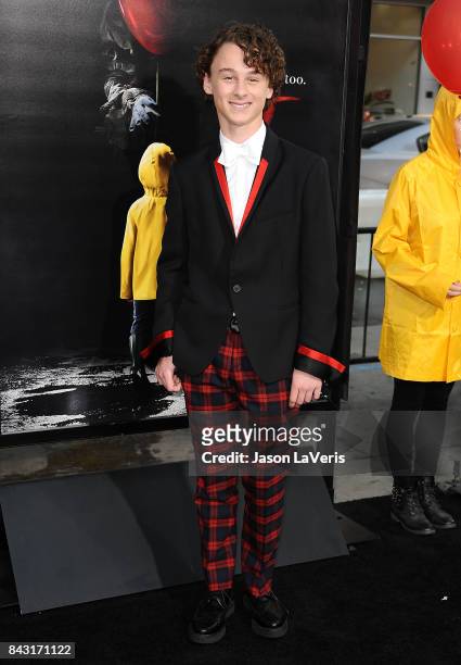 Actor Wyatt Oleff attends the premiere of "It" at TCL Chinese Theatre on September 5, 2017 in Hollywood, California.