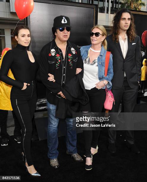 Sophie Simmons, Gene Simmons, Shannon Tweed and Nick Simmons attend the premiere of "It" at TCL Chinese Theatre on September 5, 2017 in Hollywood,...