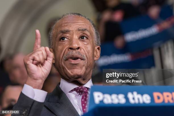 Reverend Al Sharpton is seen in City Hall. Following President Donald J. Trump's decision to revoke the Obama-era "Deferred Action for Childhood...