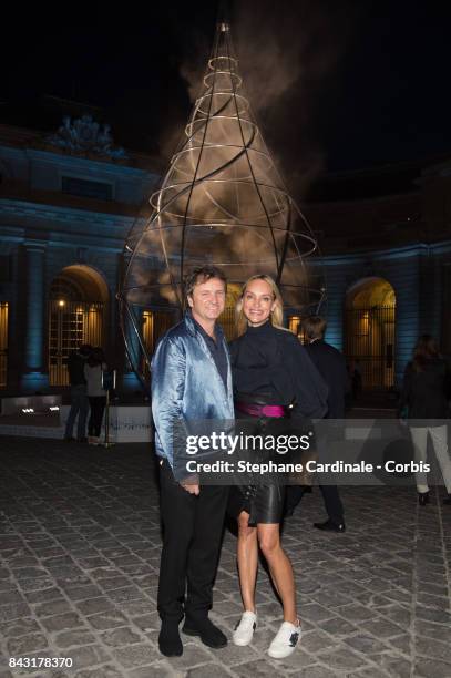 Artist Marcos Lutyens and Irina Zobova attends the "The Droplet by The Harmonist" - Launch Party at Hotel de la Monnaie on September 5, 2017 in...