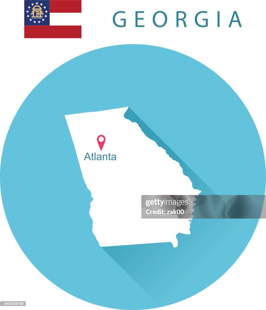 USA state Of Georgia's map and Flag