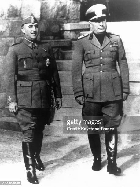 Le Caudillo et Il Duce lors de leur rencontre en 1930 en Espagne.