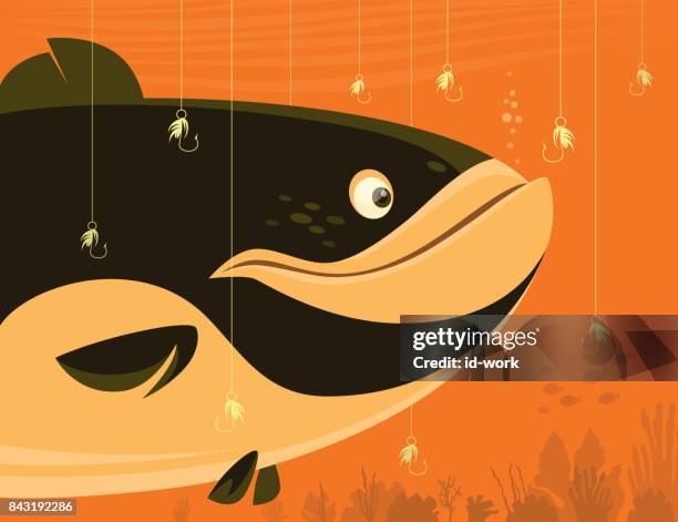fisch mit angelhaken - schnapper stock-grafiken, -clipart, -cartoons und -symbole