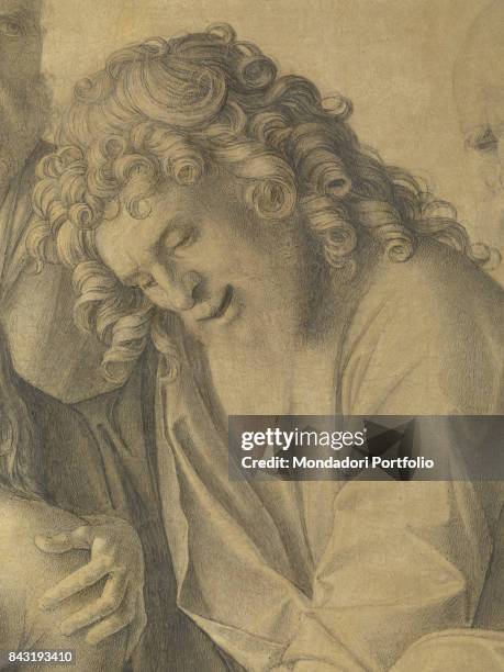 Italy, Tuscany, Florence, Uffizi Gallery. Detail. Painted chiaroscuro of Compassion, at the center of the scene there is dead Christ in a sitting...