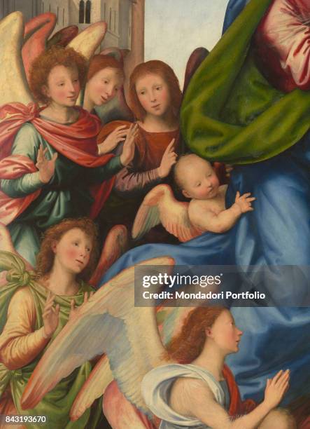 Italy, Tuscany, Florence, Uffizi Gallery. Detail. A crowd of angels.