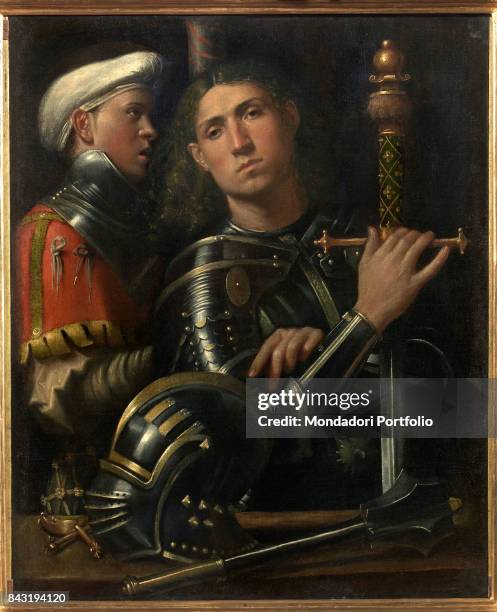 Italy, Tuscany, Florence, Uffizi Gallery. Whole artwork view. Portrait of Warrior with His Equerry