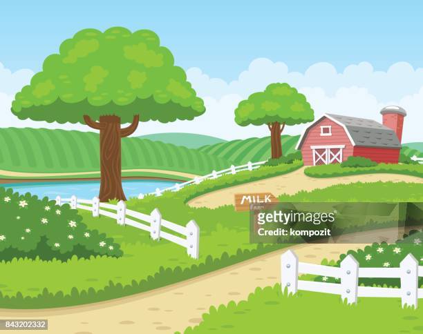 farm background - palisade boundary stock illustrations