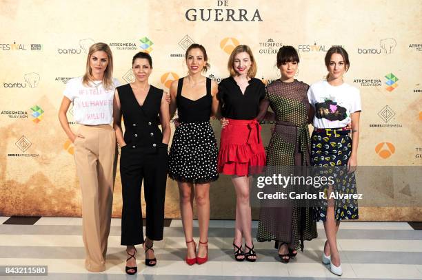 Spanish actresses Amaia Salamanca, Alicia Borrachero, Alicia Rubio, Anna Moliner, Veronica Sanchez and Silvia Alonso attend 'Tiempo de Guerra'...