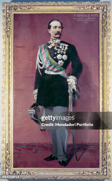 Private Collection. Whole artwork view. Portrait of Italian general and politician Manfredo Fanti in dress uniform.