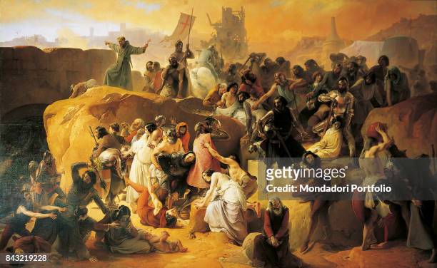 Italy, Piedmont, Turin, Palazzo Reale. Whole artwork view. The Crusaders quenching their thirst during the siege of Jerusalem.