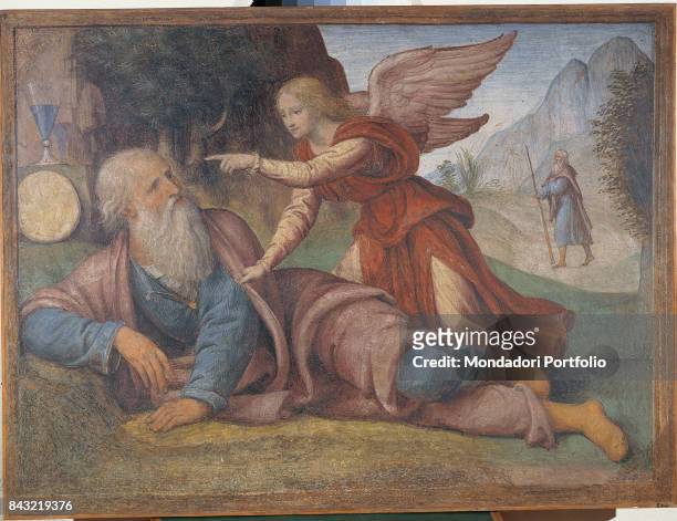 Italy, Lombardy, Milan, Museo Nazionale della Scienza e della Tecnologia Leonardo da Vinci. Whole artwork view. The Prophet Elijah getting the goblet...