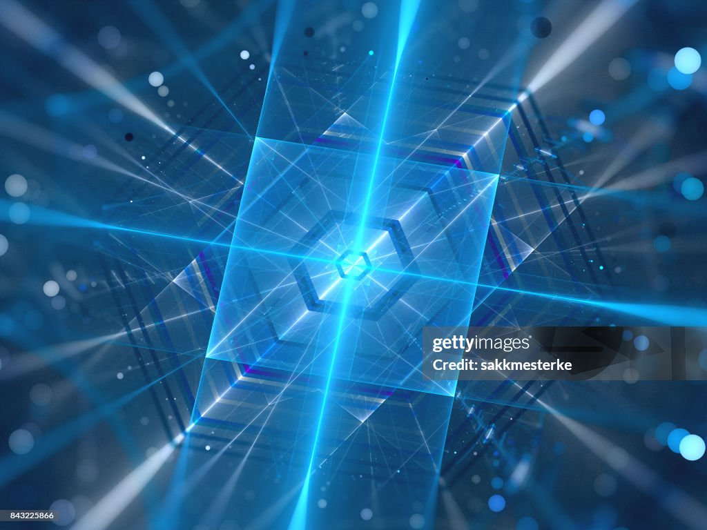 藍色發光未��來量子處理器