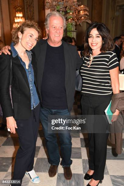 Natasha Fraser-Cavassoni, Jacques Grange and Dominique Willy Rizzo attend The Art De La Matiere AD Interieurs 2017 Preview at Hotel de La Monnaie on...