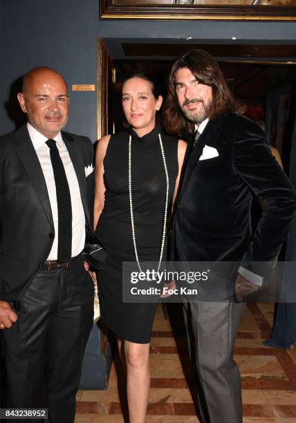 Pierre Martinez, Tania de Bourbon Parme and Stephane Rolland attend The Art De La Matiere AD Interieurs 2017 Preview at Hotel de La Monnaie on...