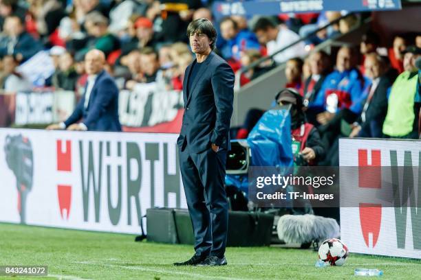 Head coach Jochaim Loew of Germany looks on during the FIFA 2018 World Cup Qualifier between Czech Republic and Germany at Eden Stadium on September...