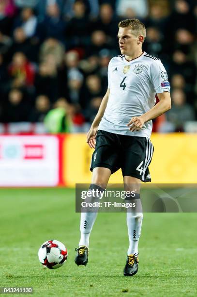 Matthias Ginter of Germany controls the ball during the FIFA 2018 World Cup Qualifier between Czech Republic and Germany at Eden Stadium on September...