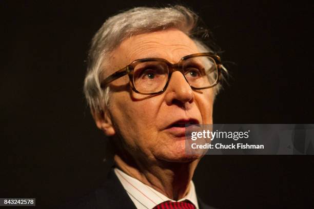 Close-up of American mentalist Kreskin as he performs onstage during the Chocolate Expo at the Maritime Aquarium, Norwalk, Connecticut, January 29,...