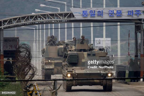 South Korean Military Tanks take part in an exercise near DMZ in Paju, South Korea. North Korea may very well have the ability to kill millions of...