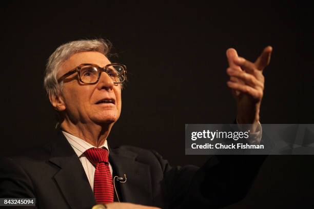 American mentalist Kreskin performs onstage during the Chocolate Expo at the Maritime Aquarium, Norwalk, Connecticut, January 29, 2017.