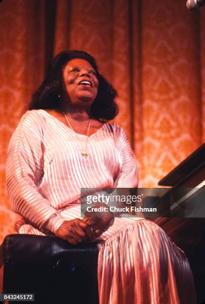 American Jazz musician Mary Lou Williams plays piano as she performs onstage at Carnegie Hall, New York, New York, June 28, 1978.