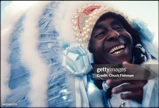 Portrait of Booker Washington, Trail Chief of the Wild Tchoupitoulos Mardi Gras Indians, New Orleans, Louisiana, April 1981.