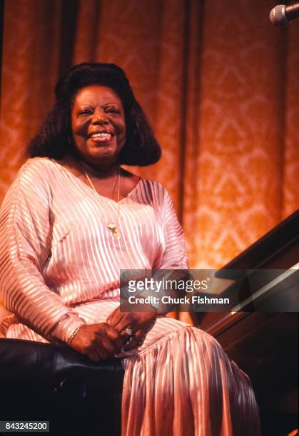 American Jazz musician Mary Lou Williams plays piano as she performs onstage at Carnegie Hall, New York, New York, June 28, 1978.