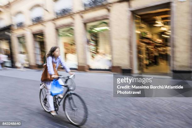 bicycle at via roma - via roma stock pictures, royalty-free photos & images