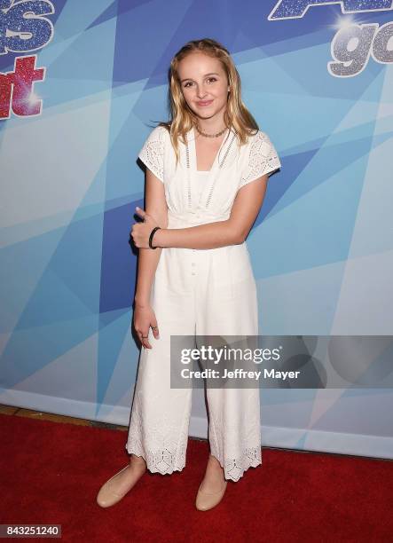 Evie Clair arrives at the NBC's 'America's Got Talent' Season 12 Live Show at the Dolby Theatre on September 5, 2017 in Hollywood, California.