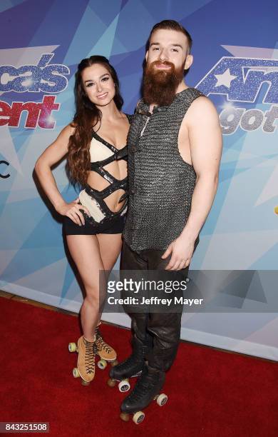 Emily England and Billy England arrive at the NBC's 'America's Got Talent' Season 12 Live Show at the Dolby Theatre on September 5, 2017 in...